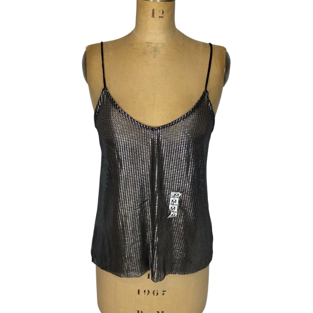 Zara Black/Silver Metallic Tank Top Size M